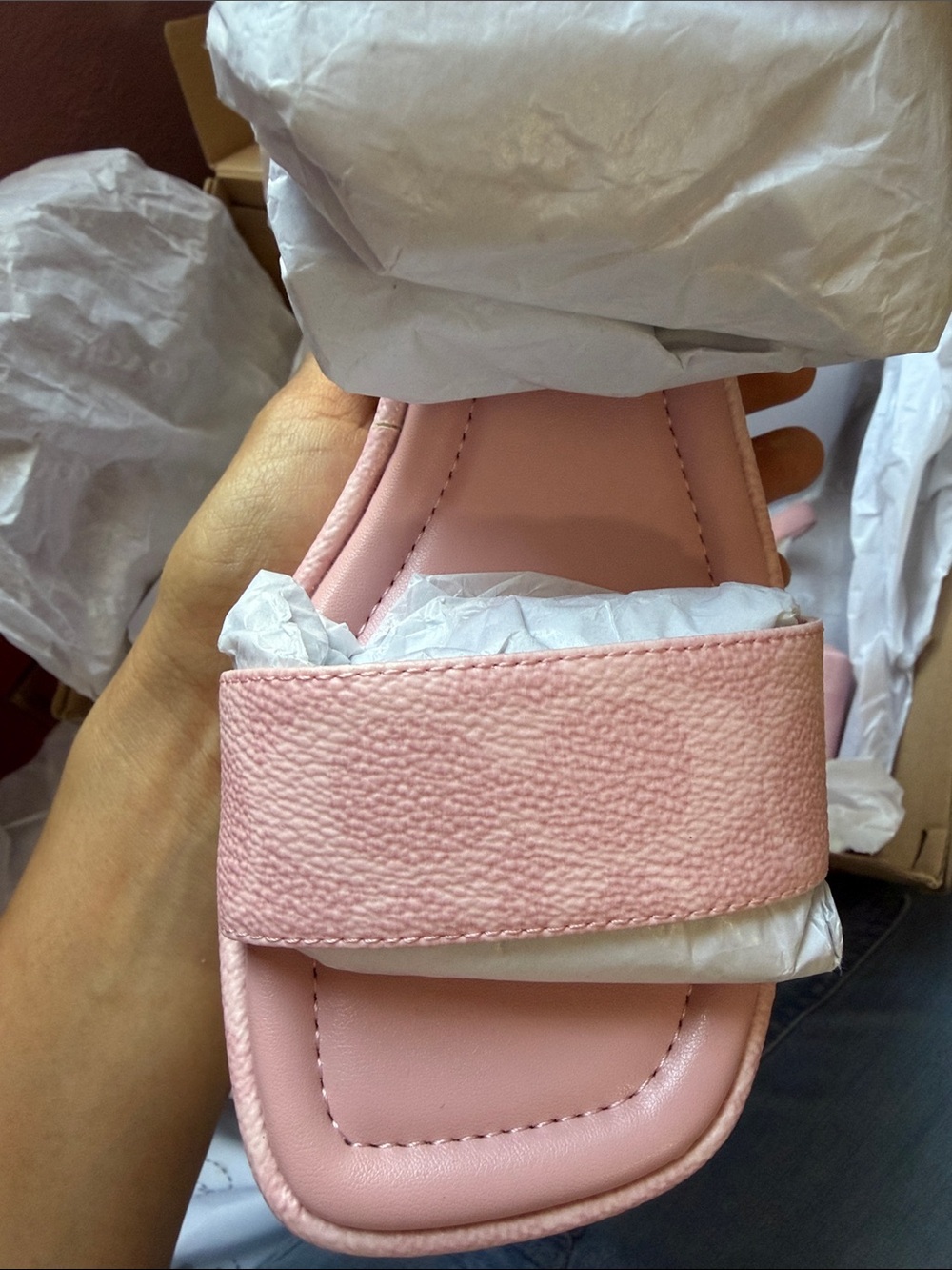 Coach Pink Platform Sandal with Gold Buckle - Picture 5 of 6